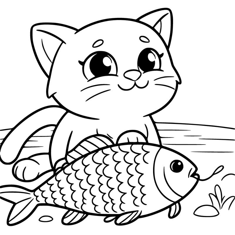 a cat with a fish
