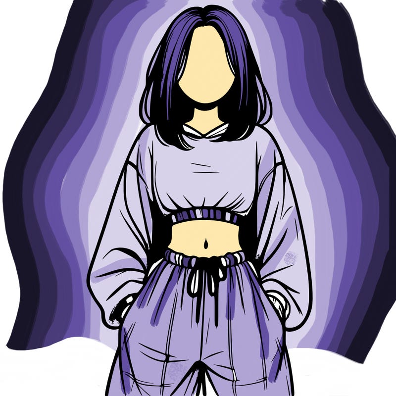 realistic girl faceless with baggy pants and a crop top