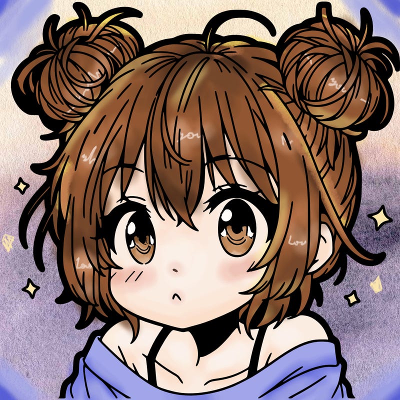 a manga girl with messy small buns