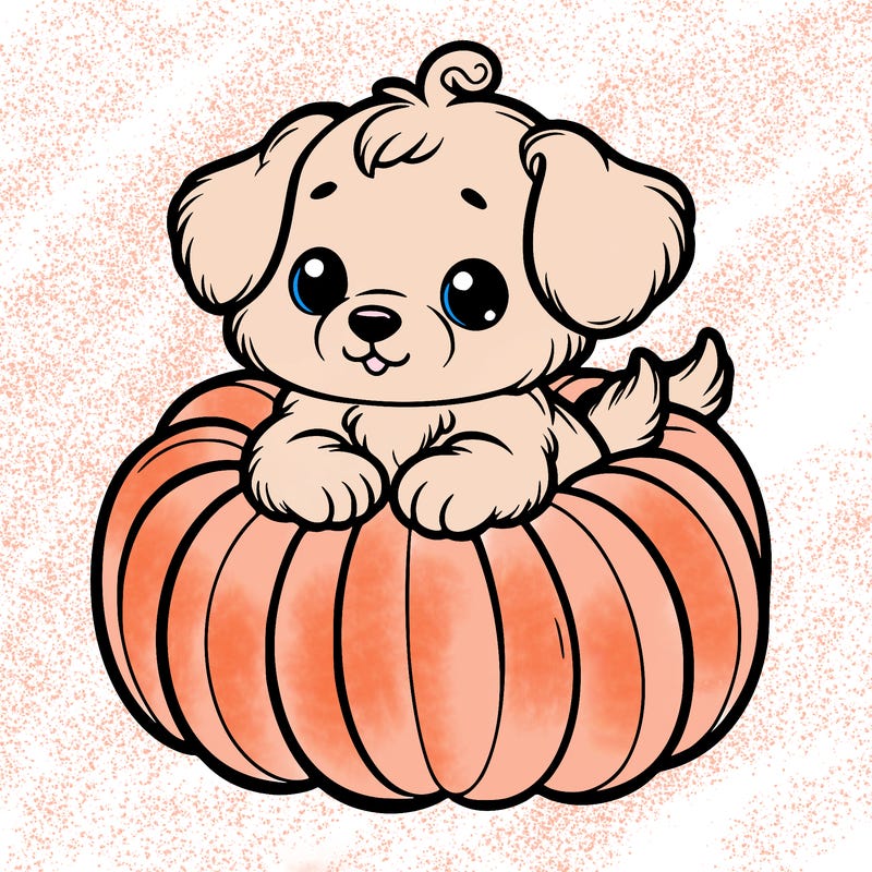 cute little puppy in a pumpkin