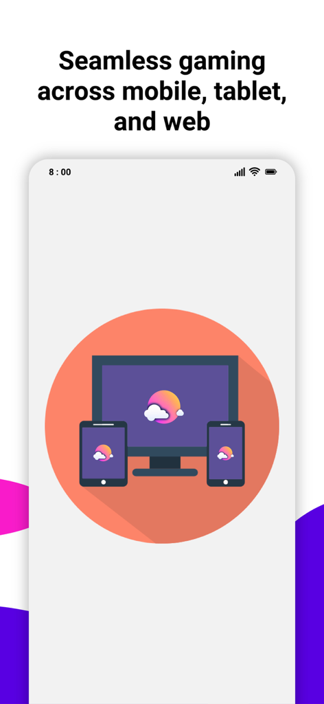 CloudMoon - Cloud Gaming - Interfaccia CloudMoon che mostra giochi senza interruzioni su dispositivi mobili, tablet e web