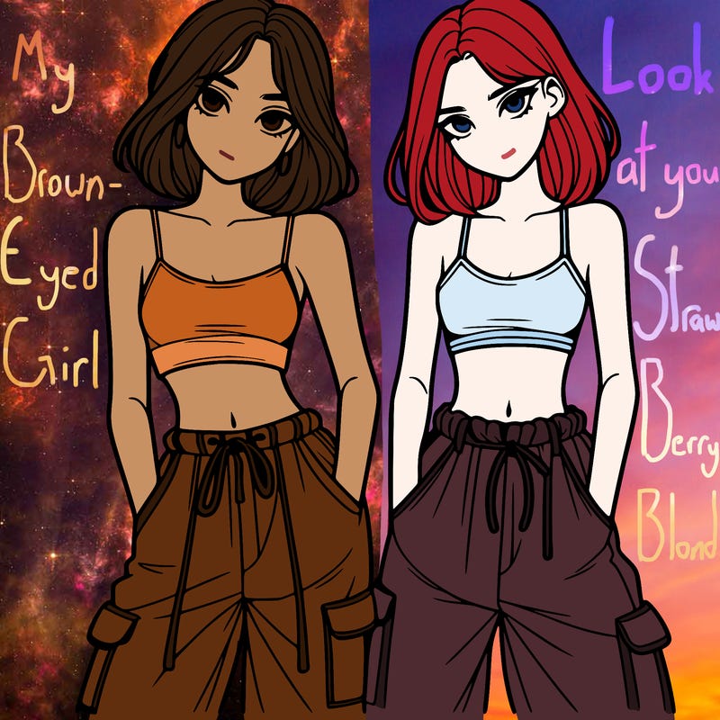 two girls with crop top with baggy pants