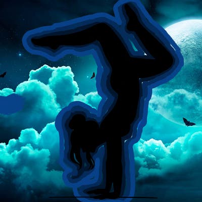 a woman doing a handstand