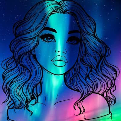 realistic girl with wavy hair and lips