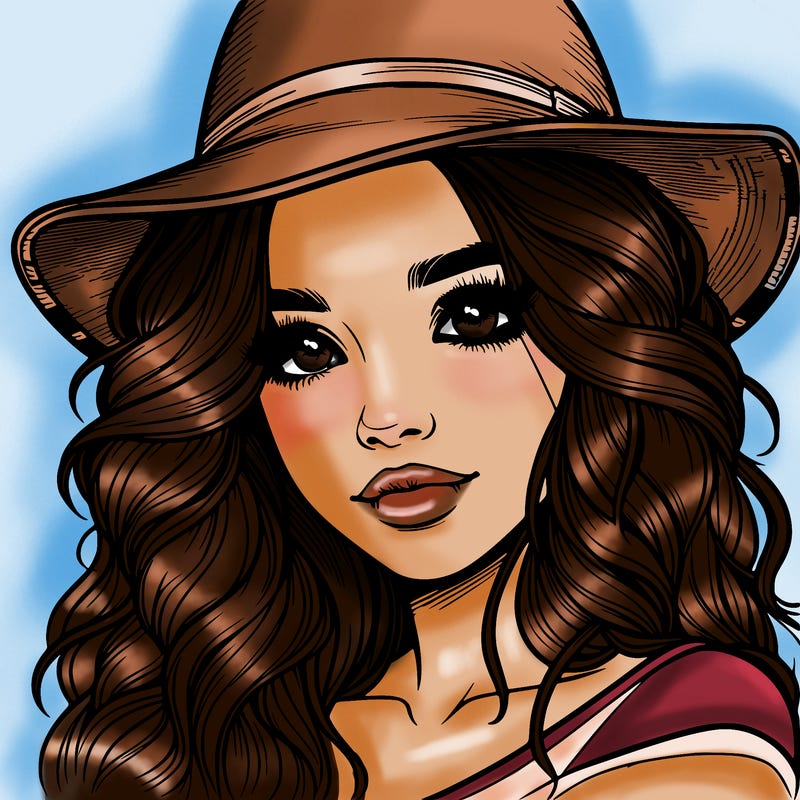 realistic girl with hat