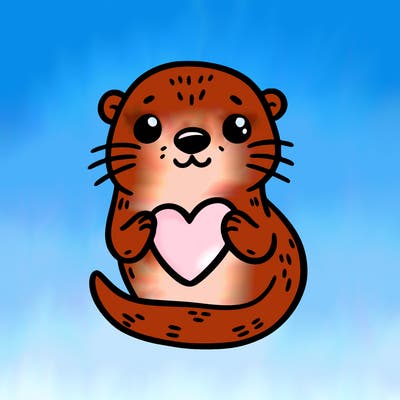 otter with a heart