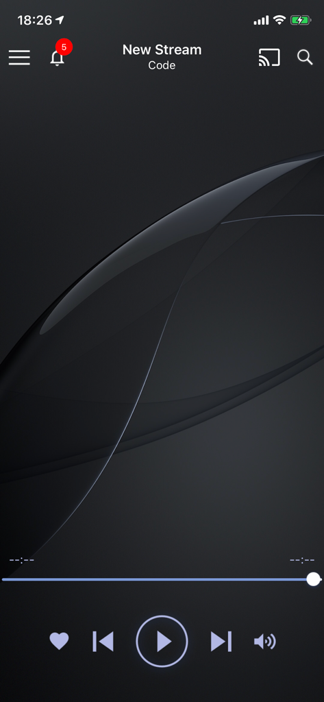 Live Player - AI media player - Mobile App-Oberfläche für Live Player mit Videosteuerelementen und Casting-Symbolen