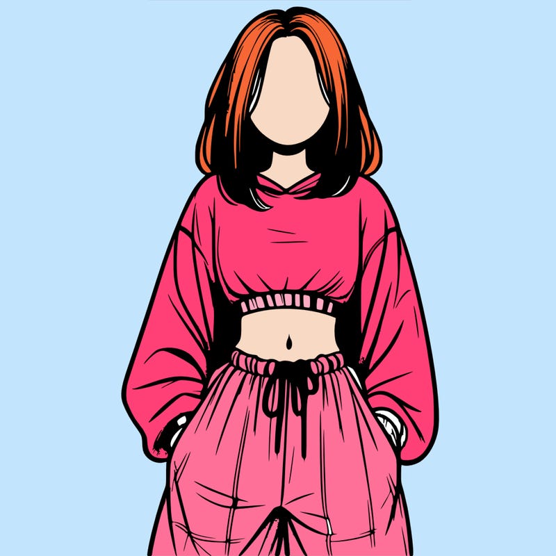 realistic girl faceless with baggy pants and a crop top