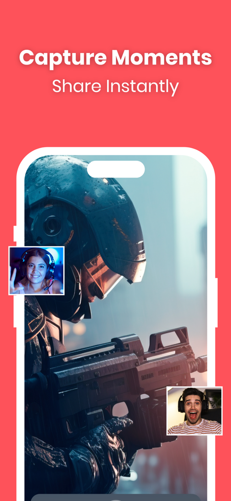 Screen Recorder & Record Video - Screen Recorder app interface showing mobile gameplay with FaceCam reaction overlays