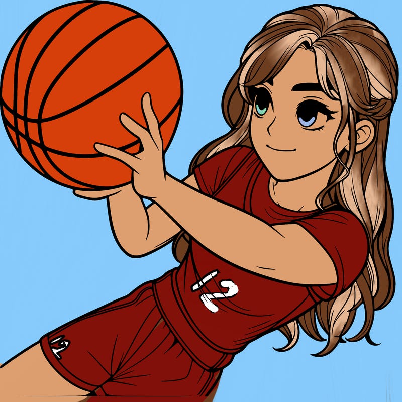 realistic girl playing basketball