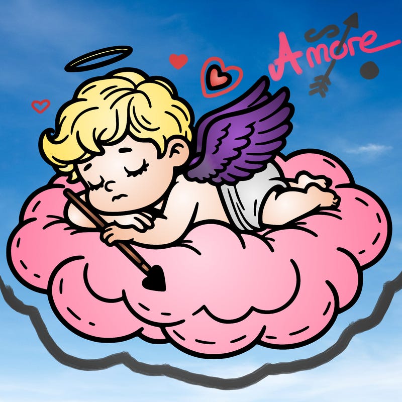 cupid asleep on a cloud