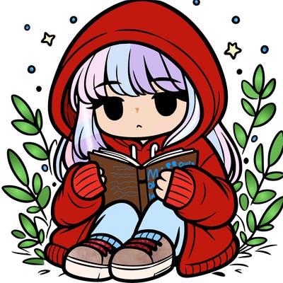 girl in oversized hoodie reading a book