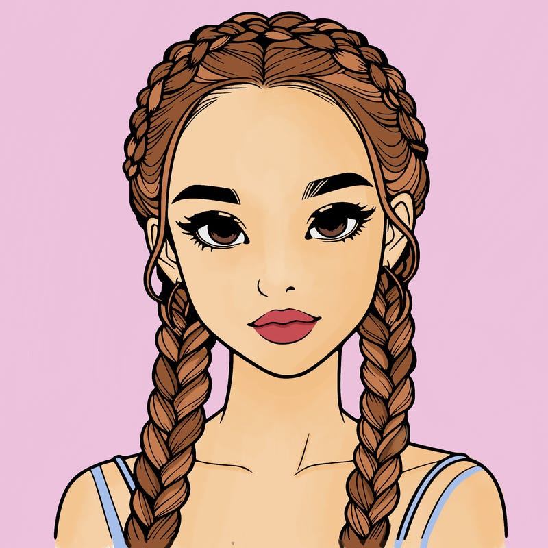 realistic girl with braids