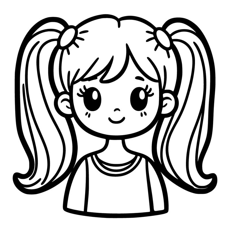 girl with two ponytails
