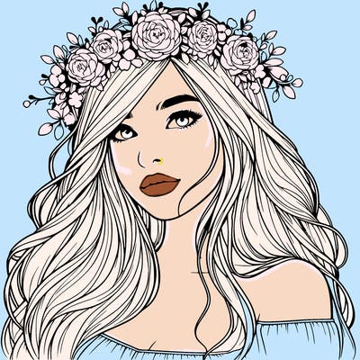 realistic girl with flower crown