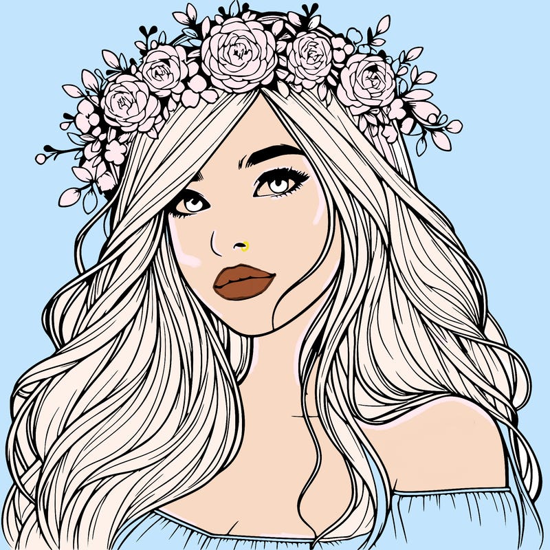 realistic girl with flower crown