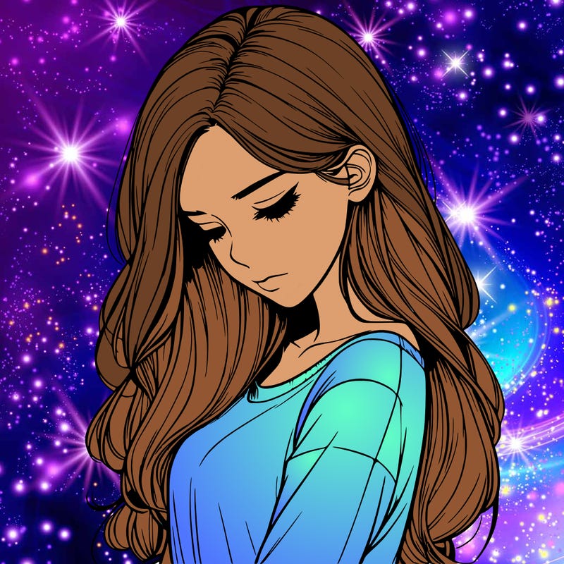 realistic girl looking down
