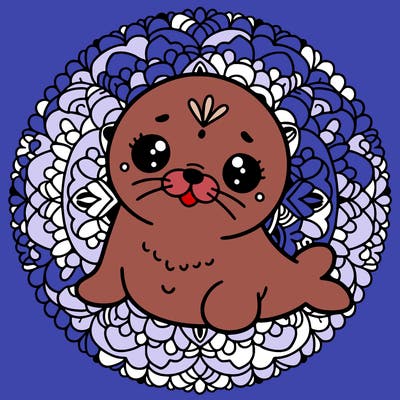 a cute baby seal mandala
