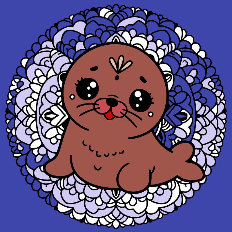 a cute baby seal mandala