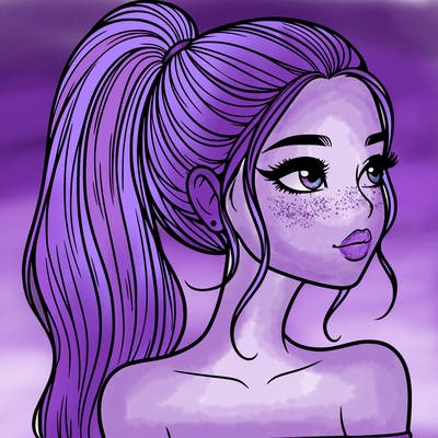 a beautiful and realistic girl with a high pony tail