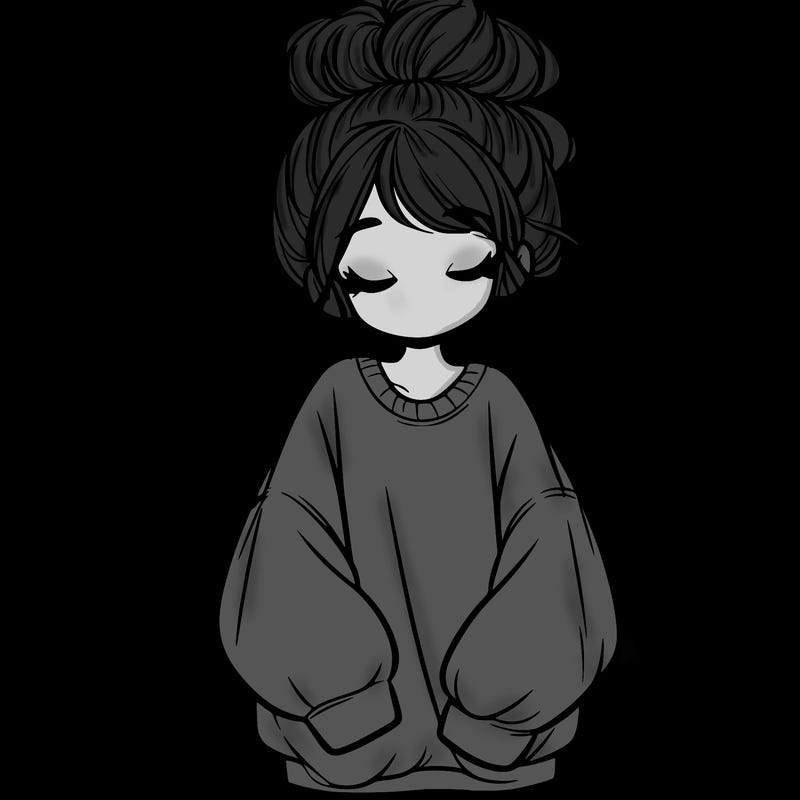 girl with baggy sweatshirt and messy bun