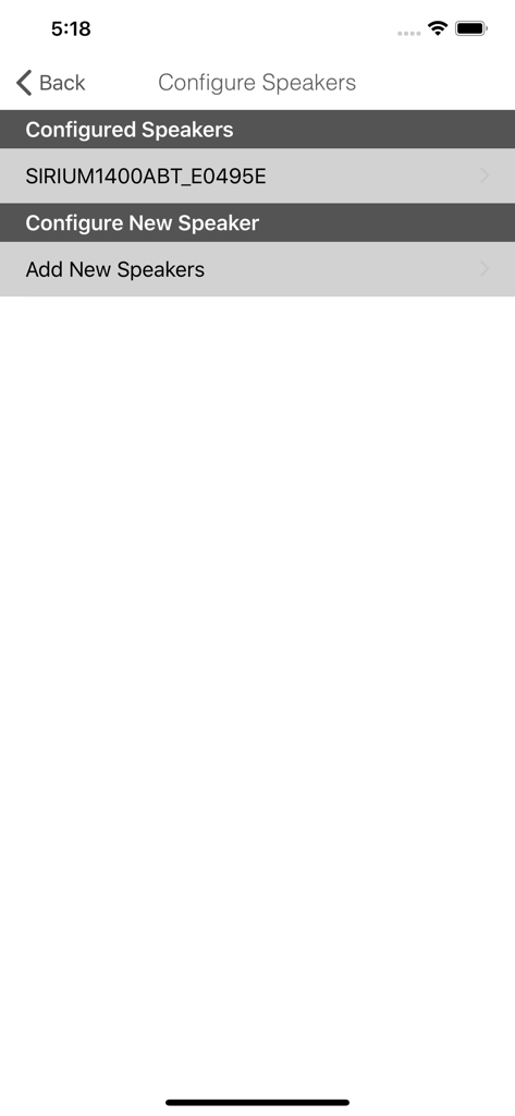 Interface of the Hama Smart Audio app for configuring speakers and adding new devices