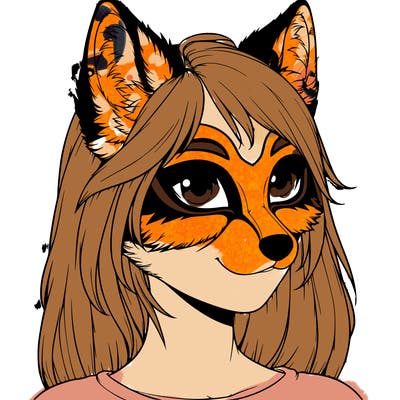 therian girl wearing a fox mask realistic