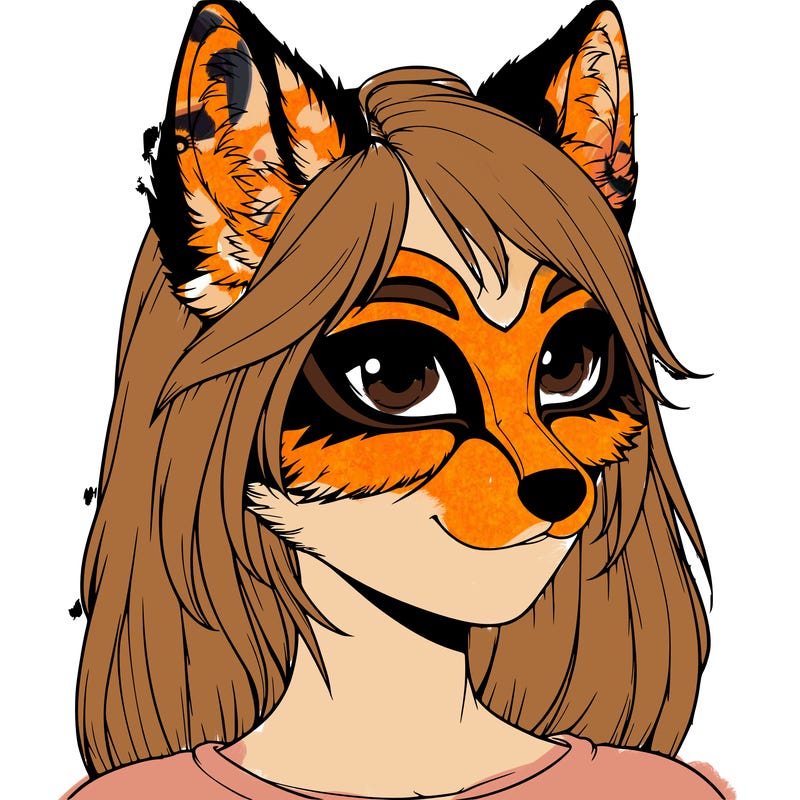 therian girl wearing a fox mask realistic