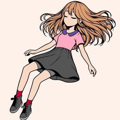 realistic girl floating