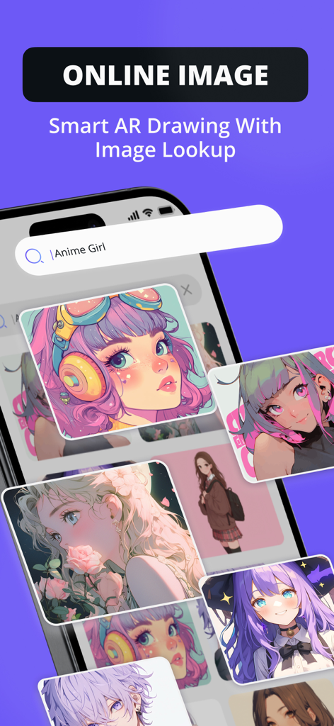 Search and find online images like anime girls to trace and draw with the Sketchify AR drawing app