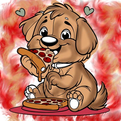 funny dog eating pizza
