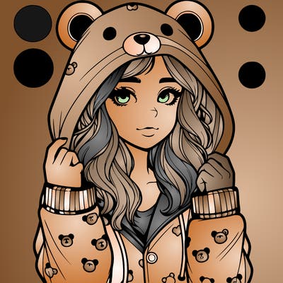 realistic girl in a animal pjs hoodie