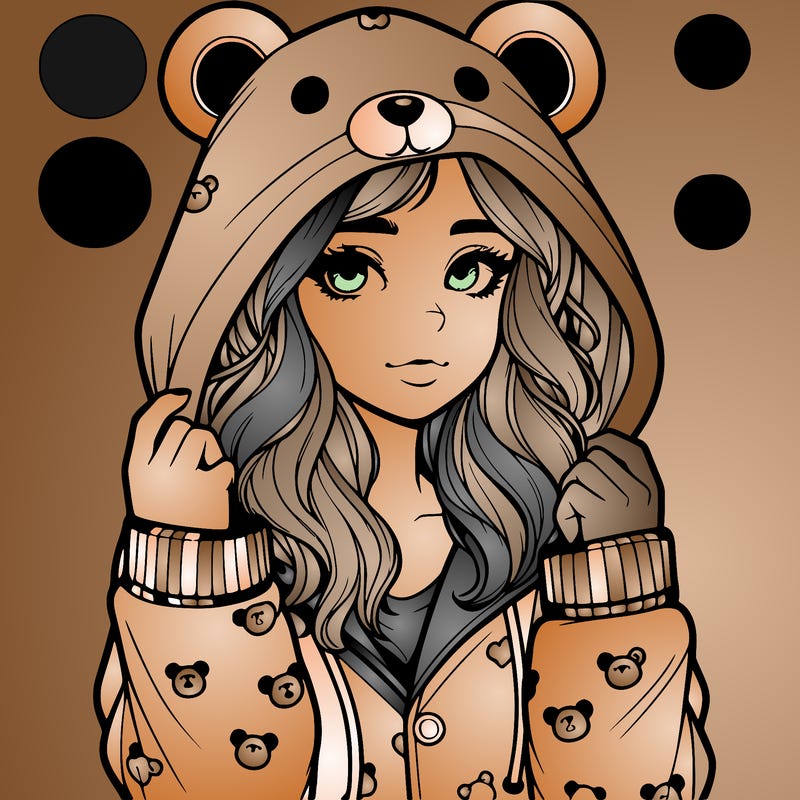 realistic girl in a animal pjs hoodie