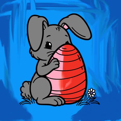 an easter bunny hiding an egg