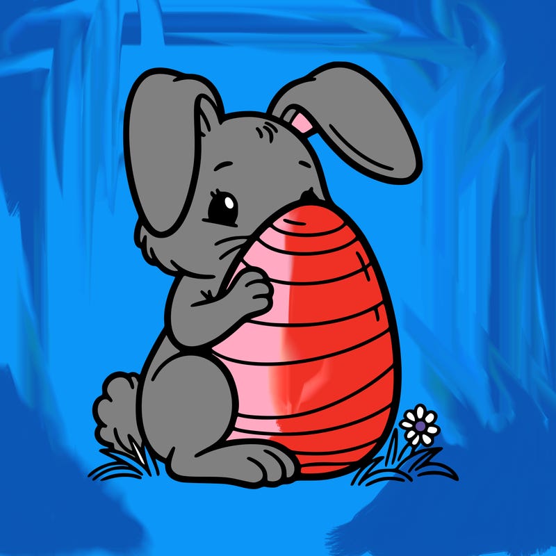an easter bunny hiding an egg