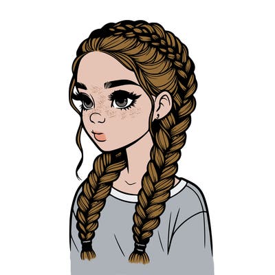 realistic girl with braids