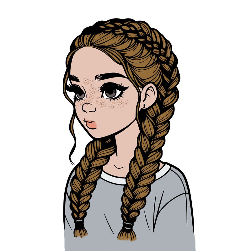 realistic girl with braids