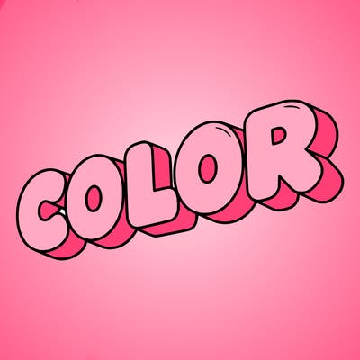 a sign that says color in bubble writing