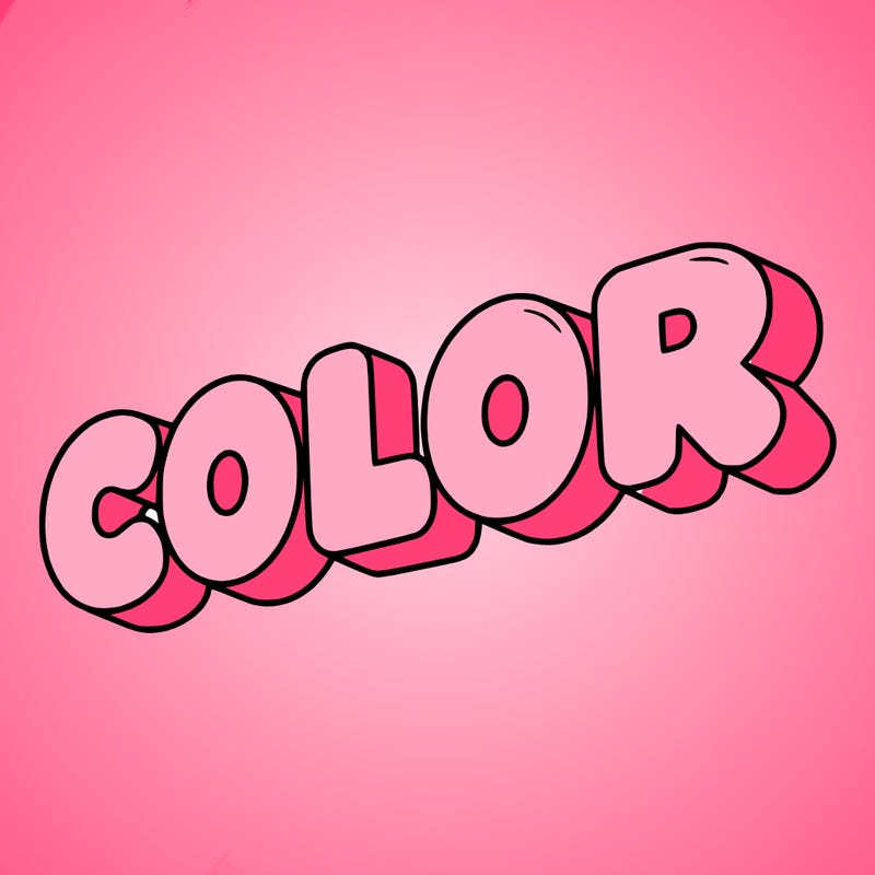 a sign that says color in bubble writing