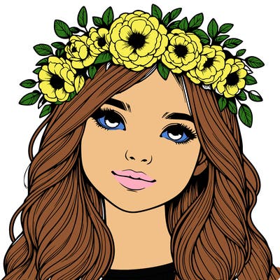 realistic girl with flower crown