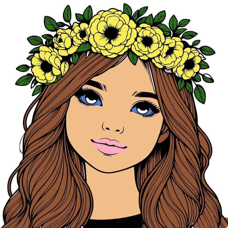 realistic girl with flower crown