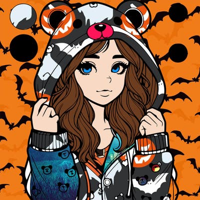 realistic girl in a animal pjs hoodie