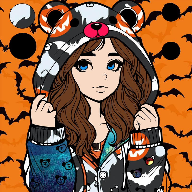 realistic girl in a animal pjs hoodie