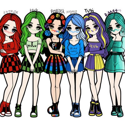 a group of girls realistic