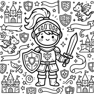 Step into a world where chivalry meets cuteness with this adorable Kawaii Medieval Knight coloring page. Perfect for young adventurers and those who love a blend of medieval fantasy and charming artistic style.