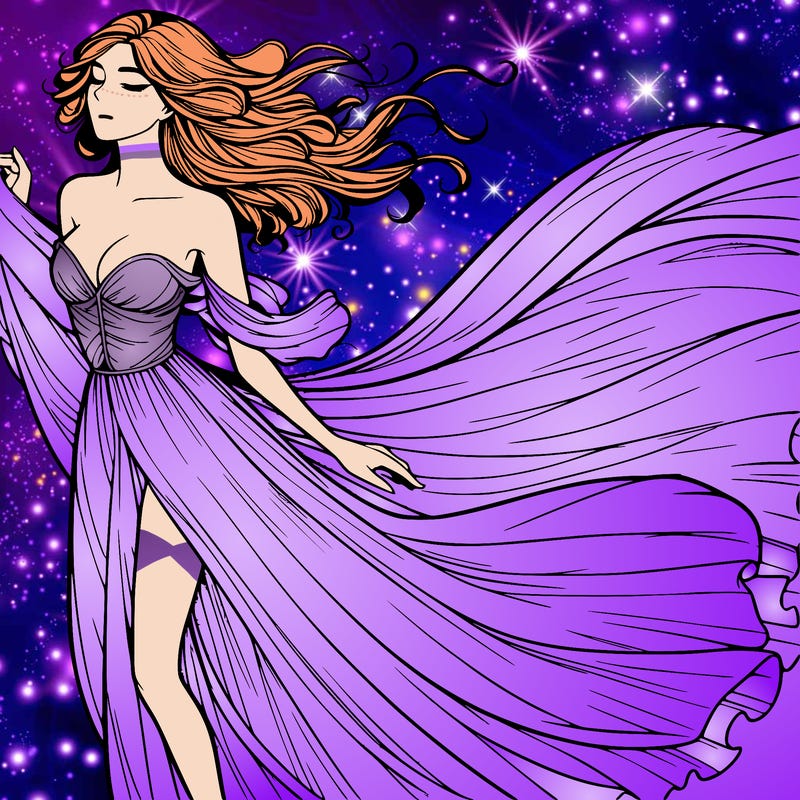 realistic woman in dress flowing the the wind