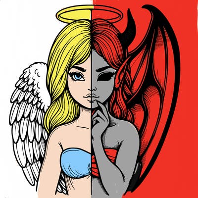 realistic angel half demon