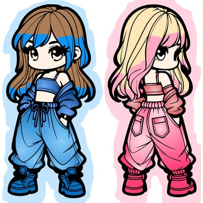 girl in crop top and baggy pants