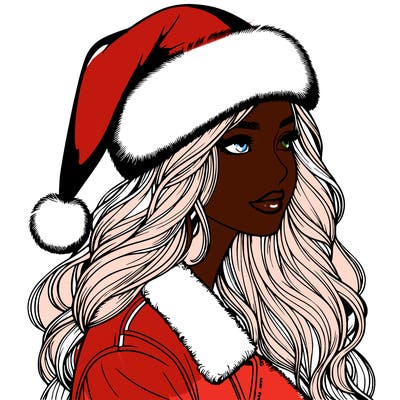 realistic girl in santa hat