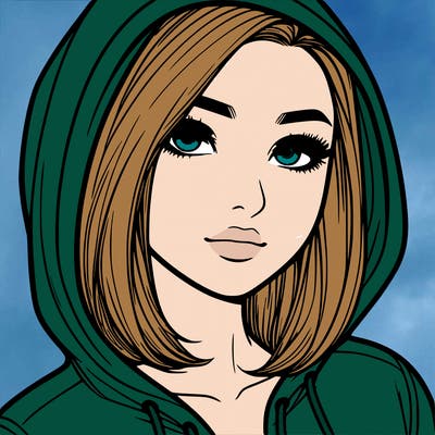 realistic adult girl with hoodie on